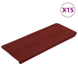 vidaXL Samolepilne preproge za stopnice 15 kosov 65x24,5x3,5 cm rdeče