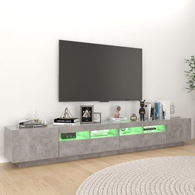 vidaXL TV omarica z LED lučkami betonsko siva 260x35x40 cm