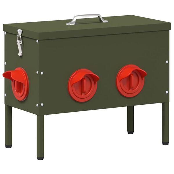 vidaXL Hranilnik za pi&scaron;čance 2 pcs Oljčno zelena 41,5 x 20,5 x 33 cm