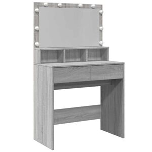 vidaXL Toaletna mizica z LED siva sonoma 80x41x134,5 cm