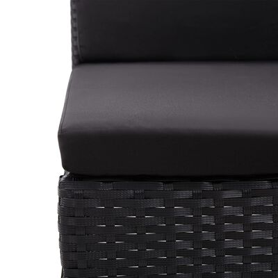 vidaXL Vrtna sedežna garnitura z blazinami 3-delna poli ratan črna