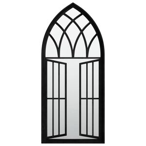 vidaXL Vrtno ogledalo črno 100x45 cm železno za zunanjo uporabo