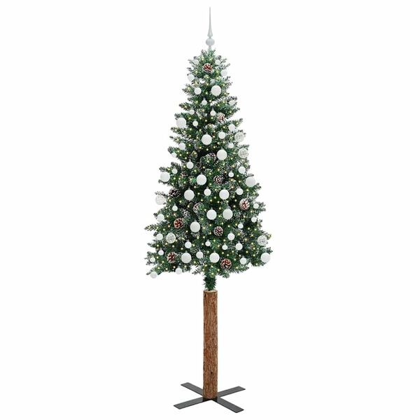 vidaXL Ožja jelka med 300 LED Zelena in Bela 210 cm PVC in trden bor