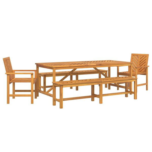 vidaXL Komplet za jedilnico v vrtu 5 pcs Rjava Masiven les akacije