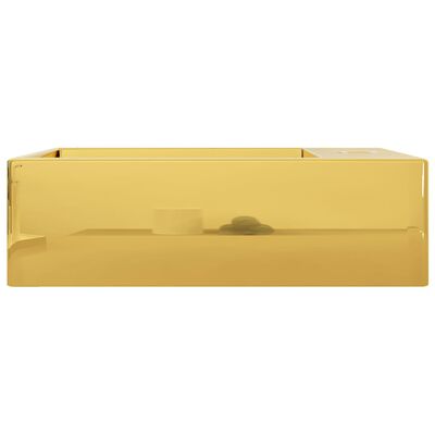 vidaXL Umivalnik z odprtino za odtekanje 49x25x15 cm keramičen zlat
