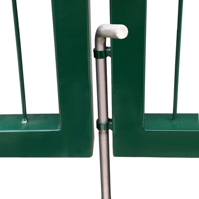 vidaXL Vrata za vrtno ograjo s stebrički 350x120 cm jeklo zelena