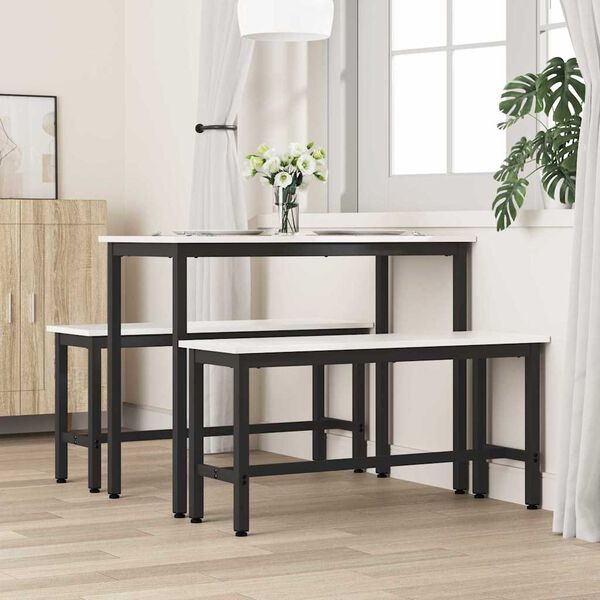 vidaXL Jedilna klop Bela 100 x 32,5 x 49 cm Masiven borov les