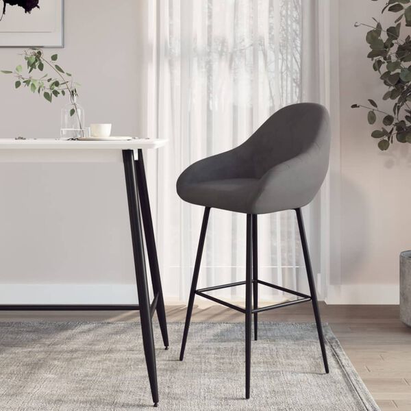 vidaXL Barski stolček temno siv žamet