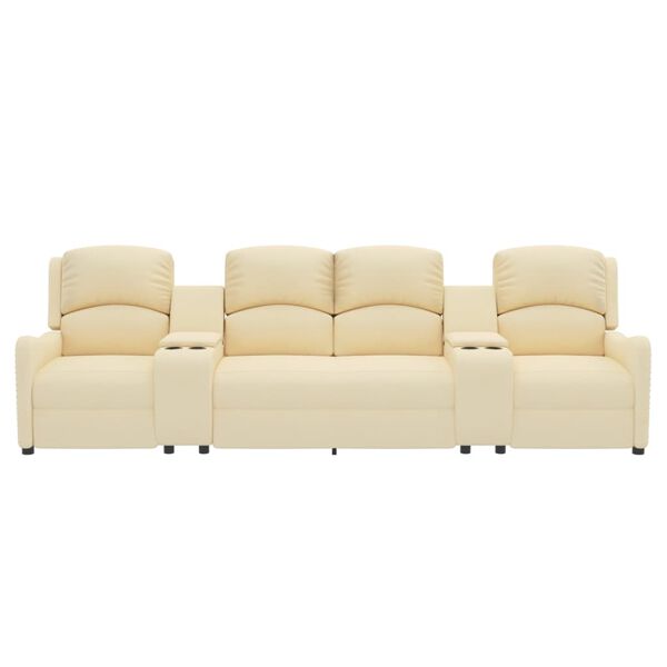 vidaXL Masažni štirised z držali za skodelico krem blago