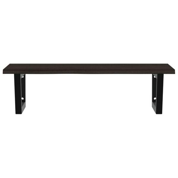 vidaXL Stenska polica za umivalnik jeklo in trdna hrastovina