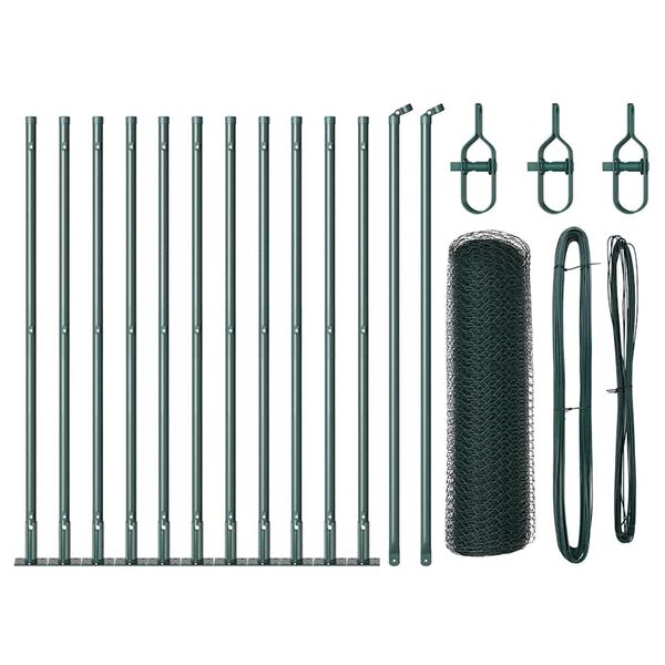 vidaXL Steber ograje. Zelena 25 x 0,5 m (13 mm mreža) Jeklo