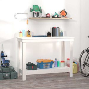 vidaXL Delovna miza bela 110x50x80 cm trdna borovina