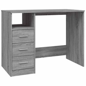 vidaXL Pisalna miza s predali siva sonoma 102x50x76 cm inženirski les