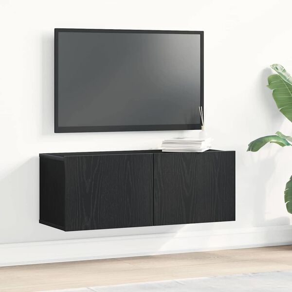 vidaXL TV omarica 2 pcs Črna Orehovina 80 x 30 x 30 cm Konstruiran les