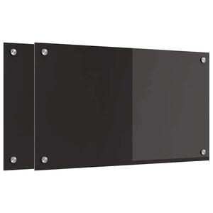 vidaXL Kuhinjski panel 2 kos Črna 70 x 40 cm kaljeno steklo