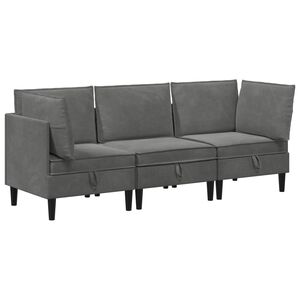 vidaXL Komplet pohi&scaron;tva za dnevno sobo 3 pcs Temno siva Žamet