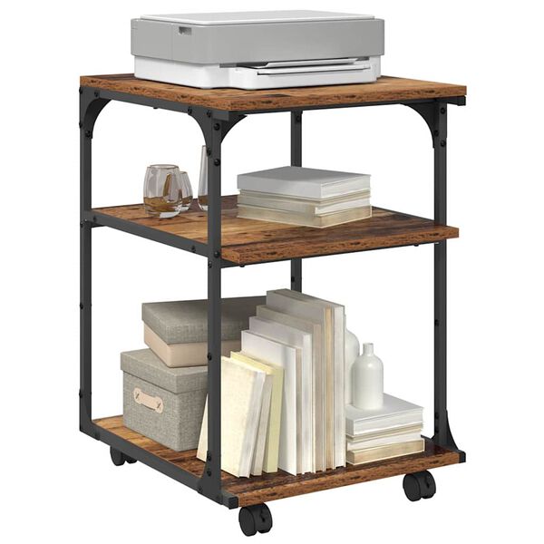 vidaXL Stojalo za tiskalnik Star les 43 x 48 x 64 cm Konstruiran les