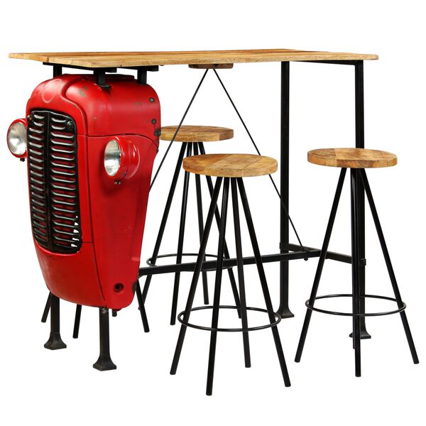 vidaXL Barska garnitura 5-delna trden mangov les 120x60x107 cm