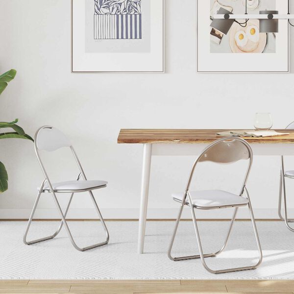 vidaXL Zložljiva stolica 2 pcs Bela in siva 48 x 43,5 x 81 cm