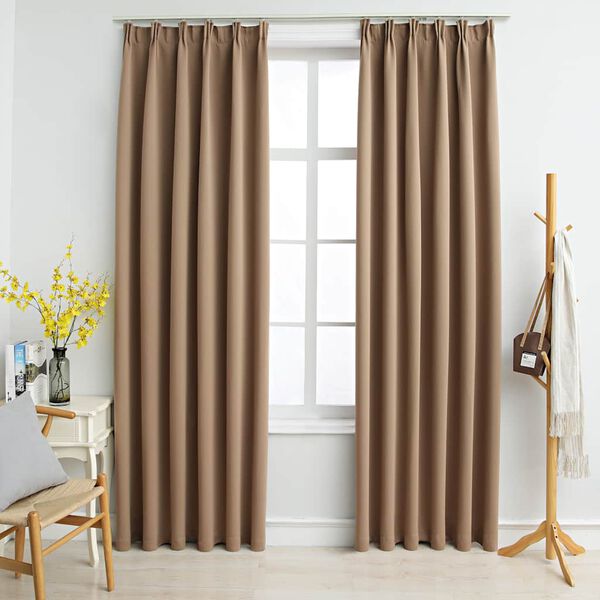 vidaXL Zatemnitvene zavese z obe&scaron;ali 2 kosa taupe 140x225 cm