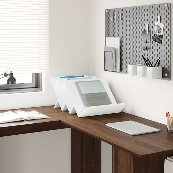 vidaXL Regal za revije s polico Bela 53 x 40 x 28.5 cm Konstruiran les