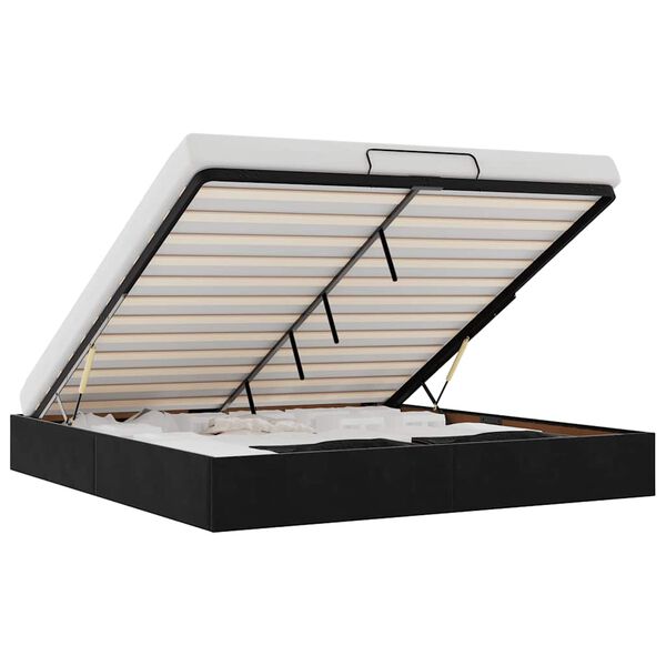 vidaXL Otomanski posteljni okvir brez vzmetnice črn 180x200 cm žamet