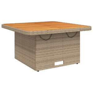 vidaXL Vrtna miza bež 80x80x71 cm poli ratan in akacijev les