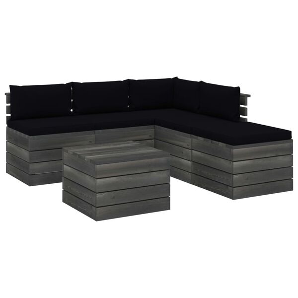 vidaXL Vrtna garnitura iz palet 6-delna z blazinami borovina