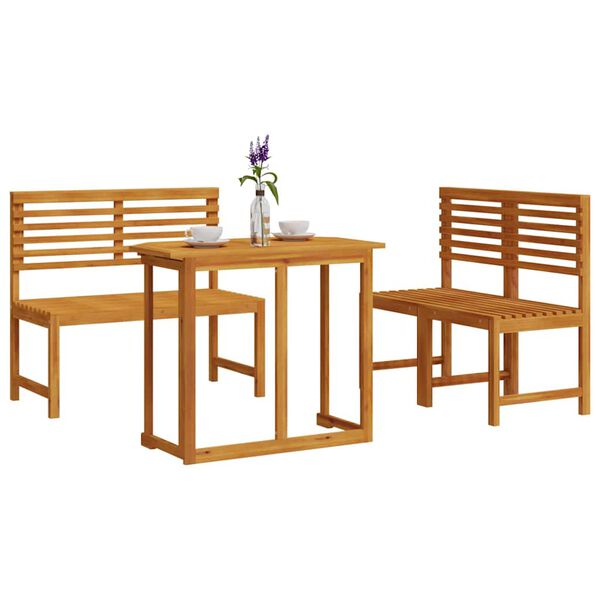 vidaXL Vrtnik Bistro Set 3 pcs Rjava Trden akacijev les