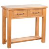 vidaXL Konzolna mizica z 2 predaloma 83x30x73 cm trdna hrastovina
