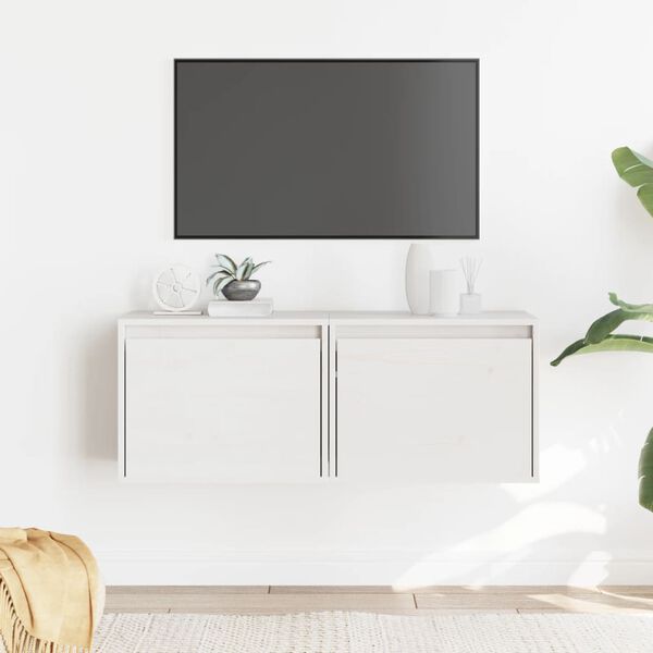 vidaXL Stenska omarica 2 kosa bela 40x30x50 cm trdna borovina