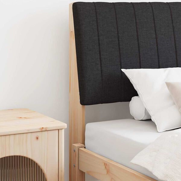 vidaXL Tapecirano vzglavje Črna 100 cm Masivno borovo les