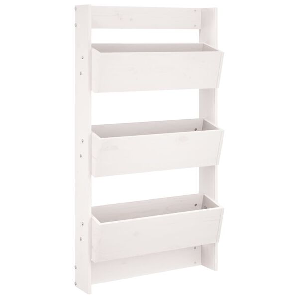 vidaXL Stenska korita 3-nadstropna 60x18,5x110 cm bela trdna borovina