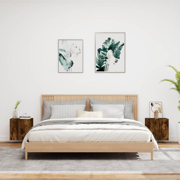 vidaXL Stenske TV omarice 2 kosa dimljeni hrast 40,5x30x40 cm inž. les