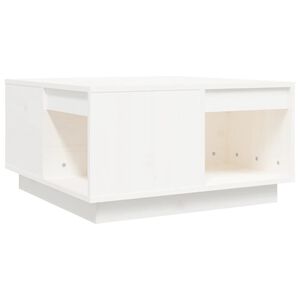 vidaXL Klubska mizica bela 60x61x32,5 cm trdna borovina