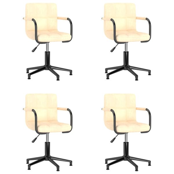 vidaXL Vrtljivi jedilni stoli 4 kosi krem žamet