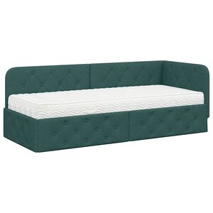 vidaXL Kotna postelja Temno zelena 80 x 200 cm blago