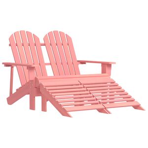 vidaXL Vrtni stol Adirondack za 2 osebi z naslonom za noge roza