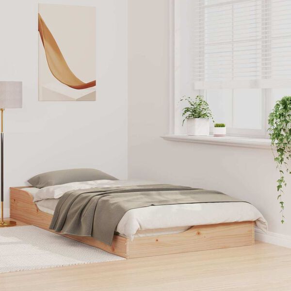 vidaXL Konstrukcija postelje Rjava 90 x 190 cm Masivno borovo les