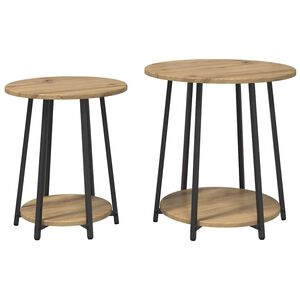 vidaXL Komplet stranskih mizic 2 kos Artisan hrast in črna
