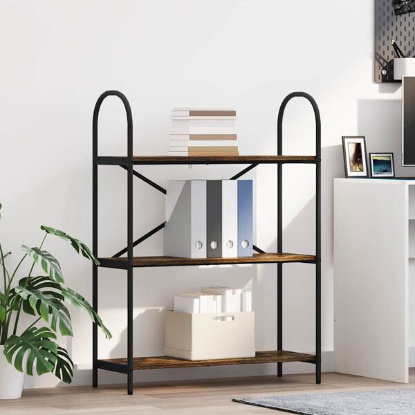 vidaXL Knjižna polica Dimljeni oreh 80 x 30 x 109 cm Konstruiran les