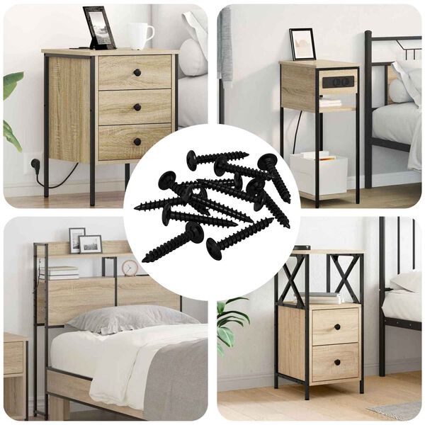 vidaXL Žebelj s samočrtnim navojem 9000 pcs Črna Jeklo