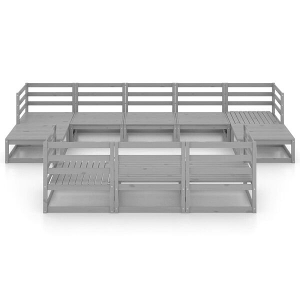 vidaXL Vrtna sedežna garnitura 10-delna trdna borovina