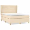 vidaXL Box spring postelja z vzmetnico krem 140x190 cm blago