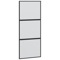 vidaXL Drsna vrata črna 90x205 cm kaljeno steklo in aluminij