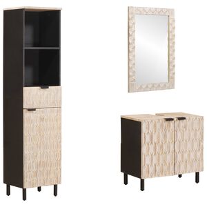 vidaXL Kopalni&scaron;ke postave 3 pcs Bel pranje fini&scaron; Masiven les manga