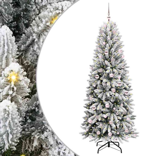 vidaXL Umestno božično drevo med 300 LED z stojalom Bela 210 cm