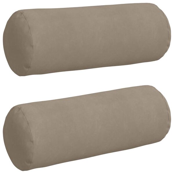 vidaXL Blazine 2 pcs Taupe Ø 25 x 70 cm Mikrofiber tkanina