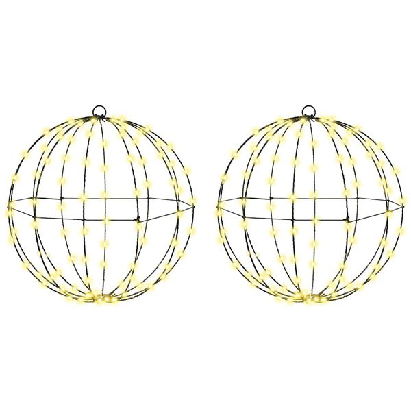vidaXL Žogica med 192 LED 2 pcs Toplo bela 43,5 cm Kovina