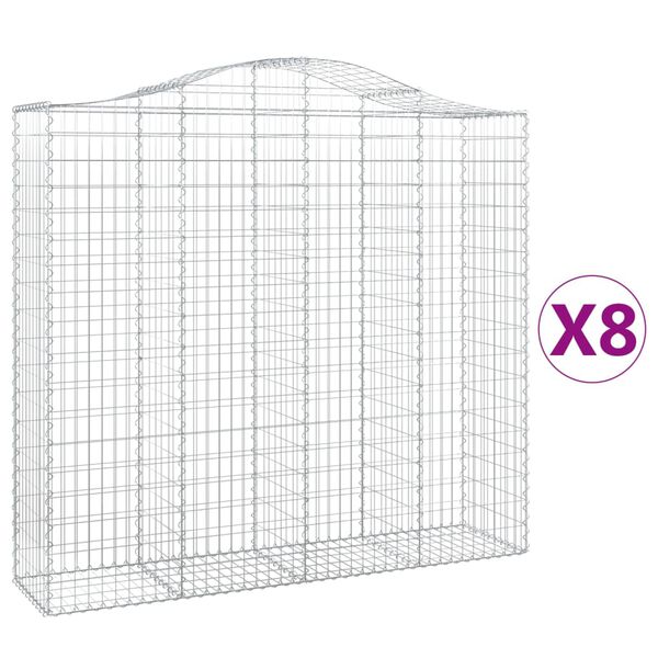 vidaXL Obokane gabion ko&scaron;are 8 kosi 200x50x180/200 cm pocinkano železo